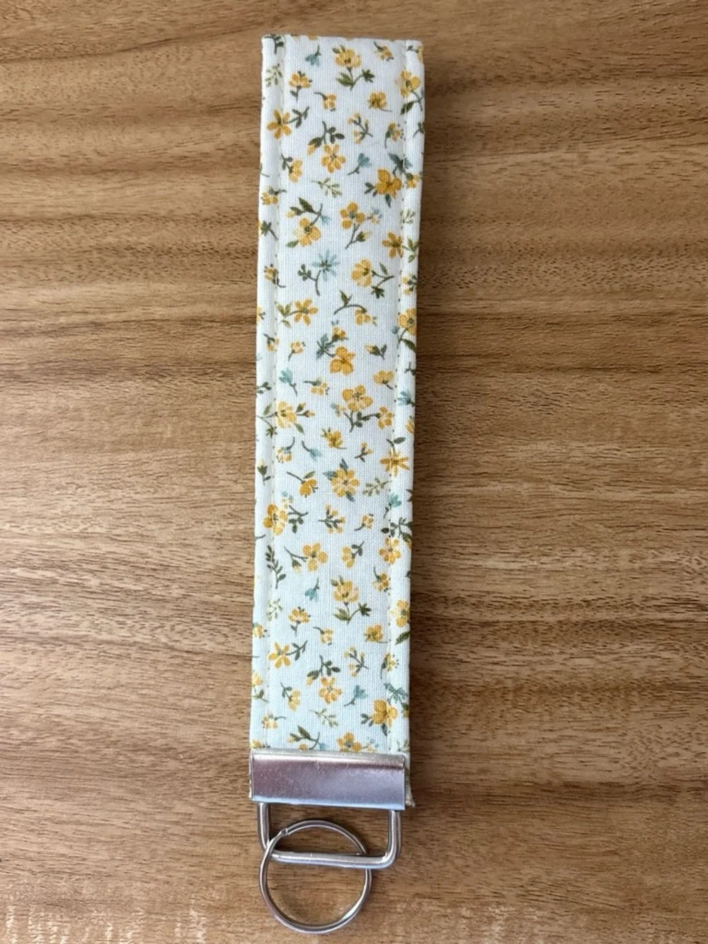 Yellow Floral Wristlet Key Fob Keychain